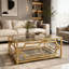 Table basse moderne en verre avec structure en métal, table de cocktail glamour pour salon-217326419
