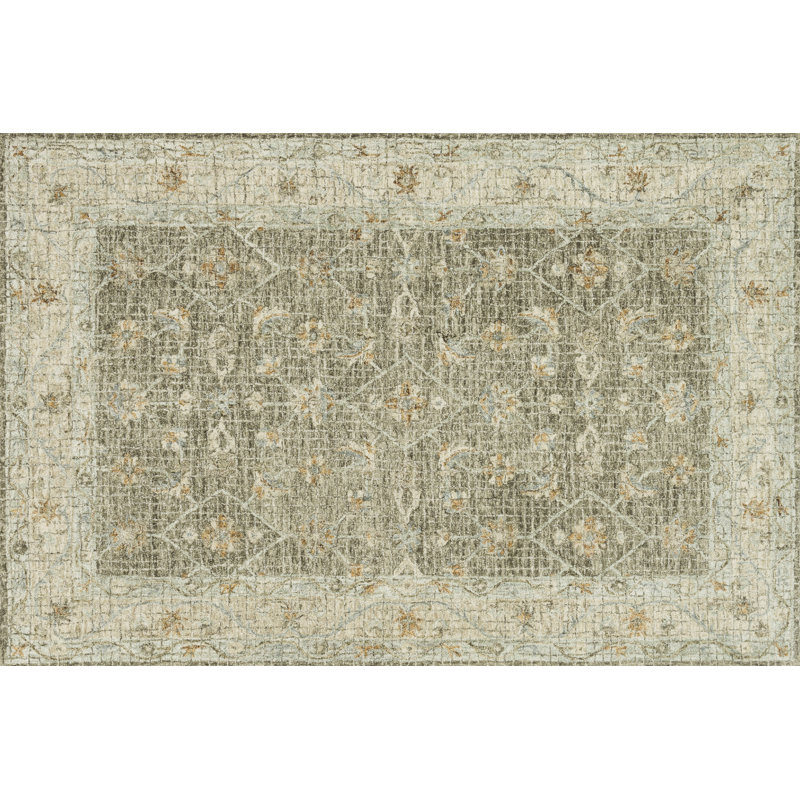 Tapis oriental en laine taupe / sable / brun doré Fitzwater, Rectangle 7 pi 9 po x 9 pi 9 po