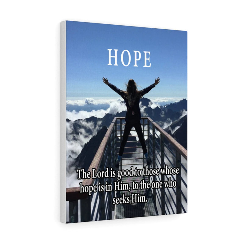 «Hope», art textuel sur toile tendue, H 24 po x l 18 po x P 1,25 po