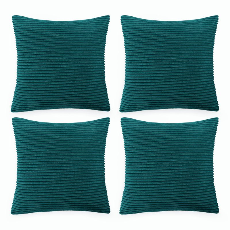Striped Square Euro Cushion Cover, Teal