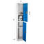 Casier 2 portes 72 po x 12 po x 12 po à 2 portes en acier avec serrure à clé - Rangement pour employés, étudiants, salle de sport, lieu de travail - Comprend les tablettes, les crochets, la ventilation et le porte-carte - Assemblage facile-44192914