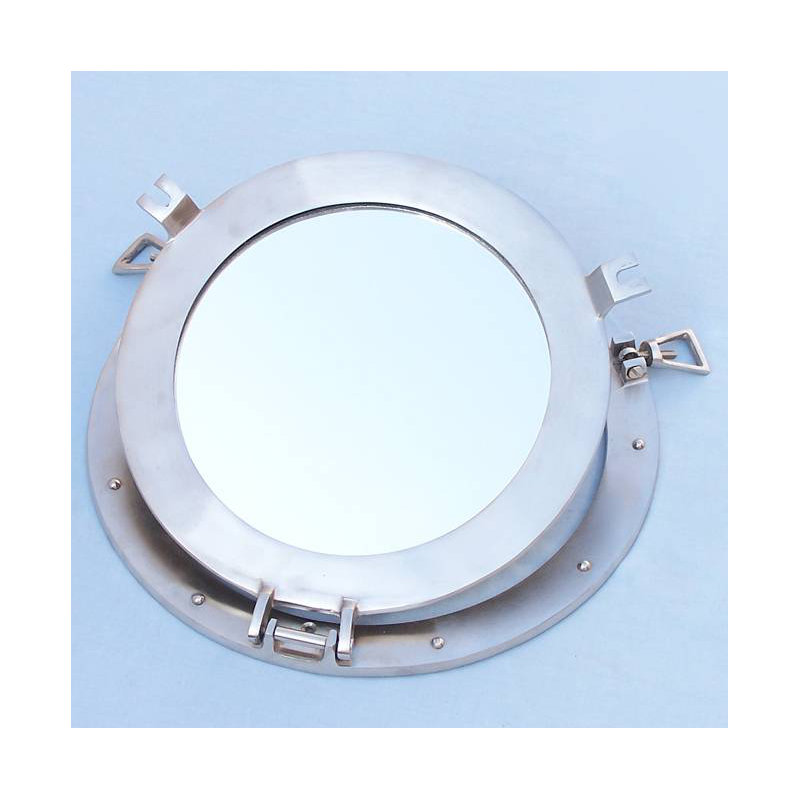 Décoration murale hublot, H 20 po x l 20 po x p 3 po, Nickel brossé