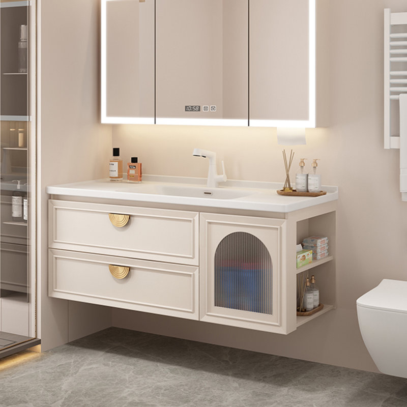 Armoire de salle de bain française de style crème minimaliste
