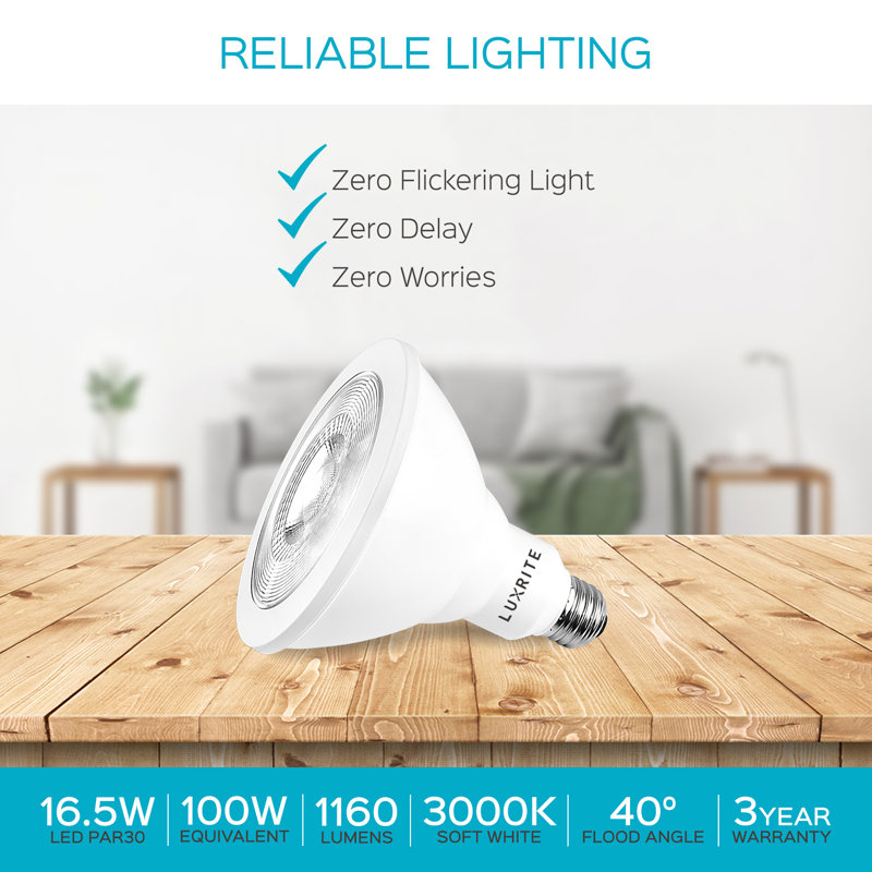 16,5 watts (100 watts équivalents), DEL PAR38, ampoule à intensité variable, culot E26 / moyen (standard), 3000 K