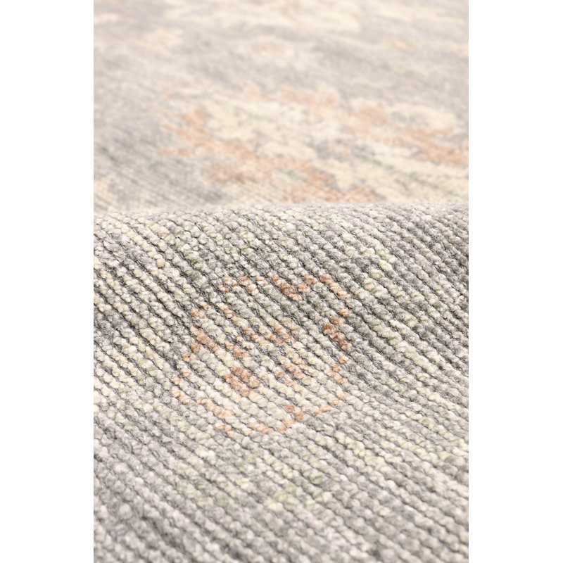 Tapis oriental gris en laine noué à la main 8 pi 1 po x 9 pi 9 po Oushak