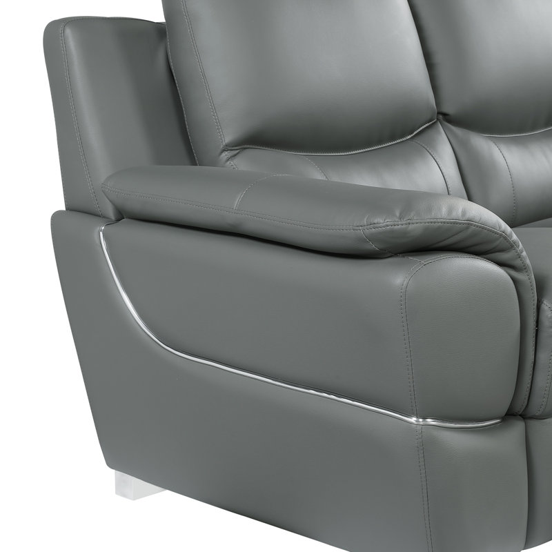 Canapé en cuir véritable, Cuir gris