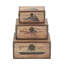 Corey Wooden Nesting Upholstered Decorative Brown Trunk with Vintage Accents and Studs Set
