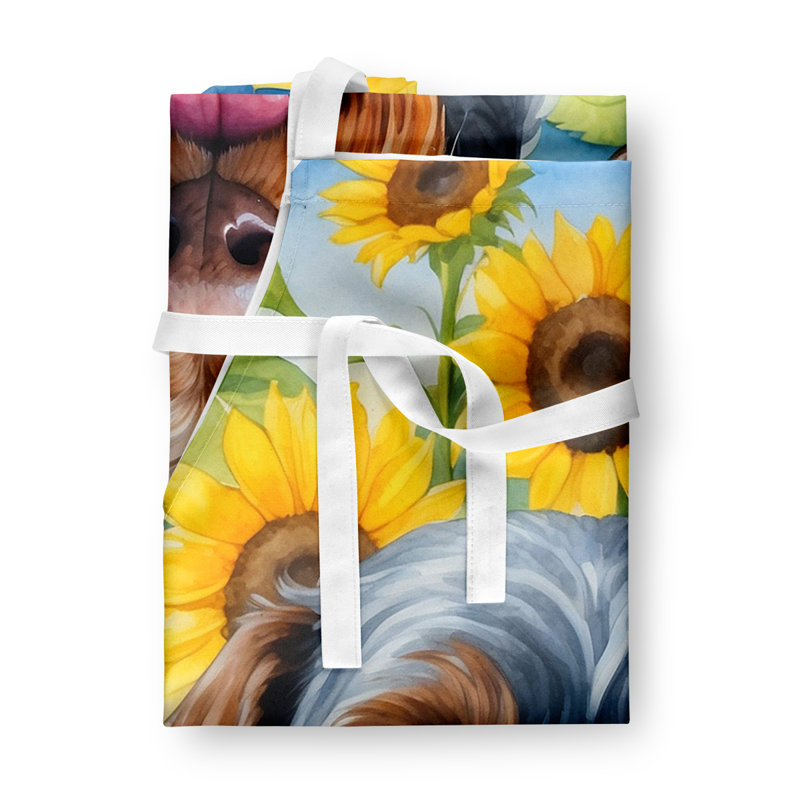 Pointeur allemand en fil de fer avec tablier tournesols