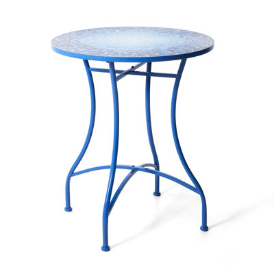 28"H Outdoor Metal Folding Bistro Table With Ceramic Tile Top