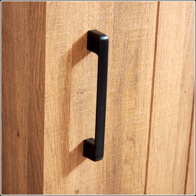 Commode 5 tiroirs avec porte de grange coulissante, rangement rustique pour chambre à coucher et espace de vie