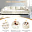 Velours côtelé 82,7 po beige à 3 places, canapé-lit moderne et confortable, fauteuil convertible, rembourrage en mousse haute densité, rembourrage en mousse confortable avec plusieurs coussins, repose-pieds assortis, idéal pour regarder la télévision-848373033