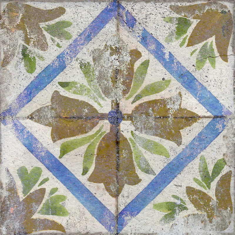 4'' W x 4'' L Vinyl Peel and Stick Mosaic Tile, Bleu / brun / vert / beige
