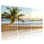 Palmiers, plage tropicale, océan, coucher de soleil, vagues de sable, ciel, ensemble de 3 impressions sur toile-1139764356