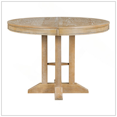 Farmhouse Dining Table Extendable Round Table For Kitchen, Dining Room(Natural Wood Wash)