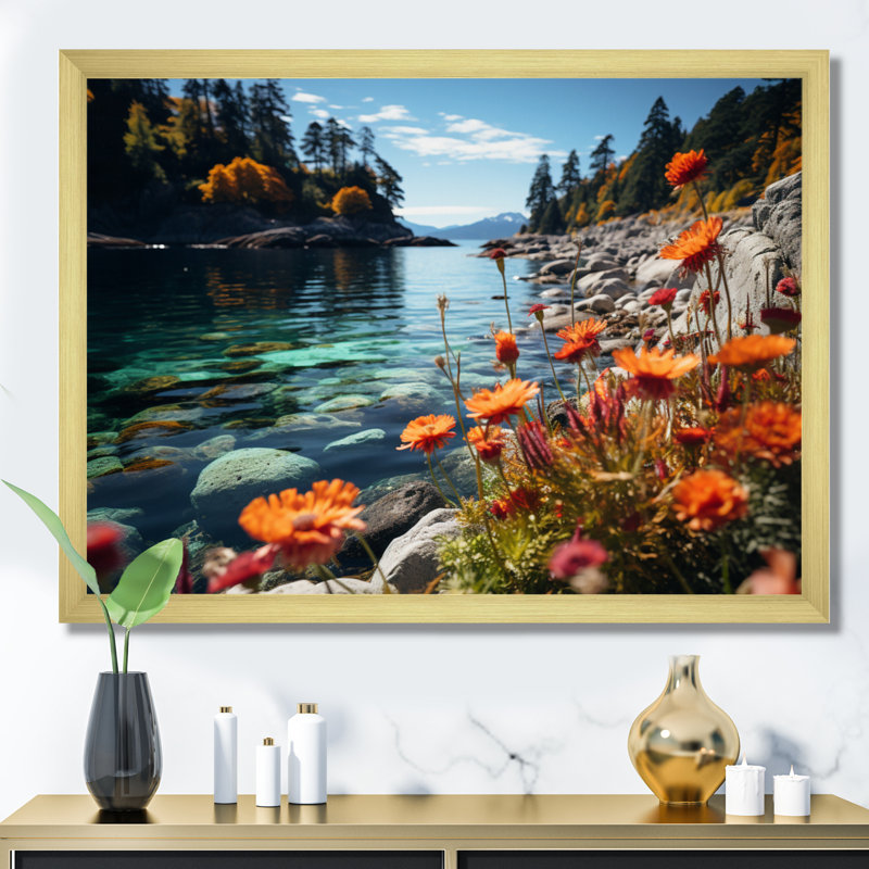 Canada Island Escape - Imprimé, Cadre doré à une seule photo, H 34 po x l 44 po x P 1,5 po