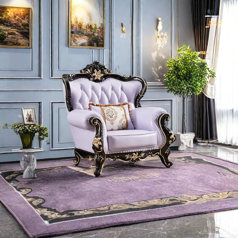Fauteuil de salon européen en cuir luxueux