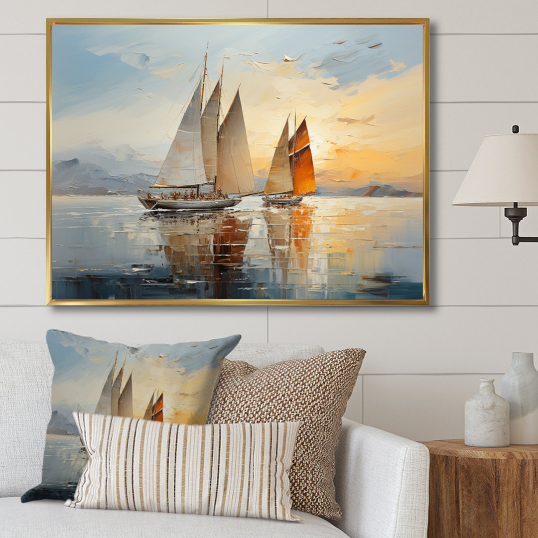 Hurtado Minimalism Sailboat Rhythms III - Boat Sailing Canvas Print Wall Art Breakwater Bay 
