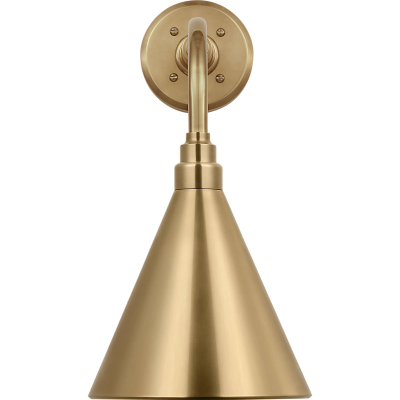 Thomas O'Brien 1 - Light Outdoor Barn Light, Hand-Rubbed Antique Brass, Hand-Rubbed Antique Brass, 17.75" H x 9" W x 15" D