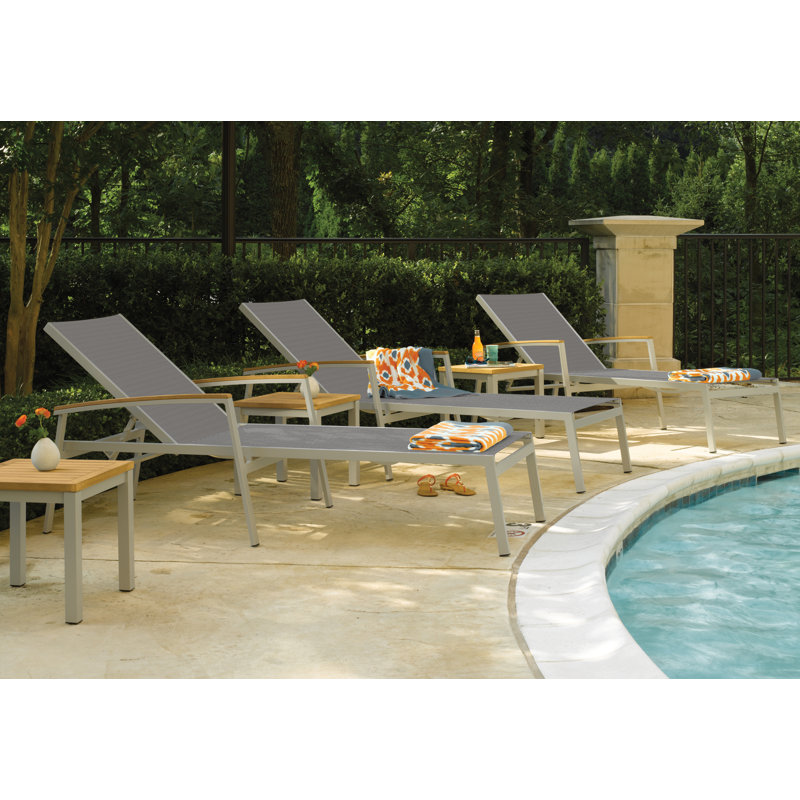 Travira Outdoor Chaise Lounge, Titanium Basketweave, Tekwood Natural, Flint