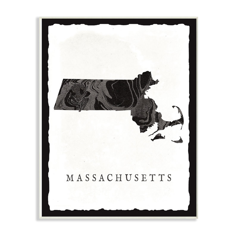 « marbleed massachusetts state silhouette », impression, Plaque murale, H 15 po x l 10 po x P 0,5 po