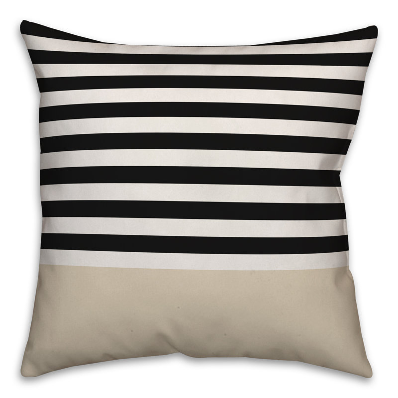  Housse de coussin Block Stripe, 18 po x 18 po, Kaki / Noir, Pas de bourre