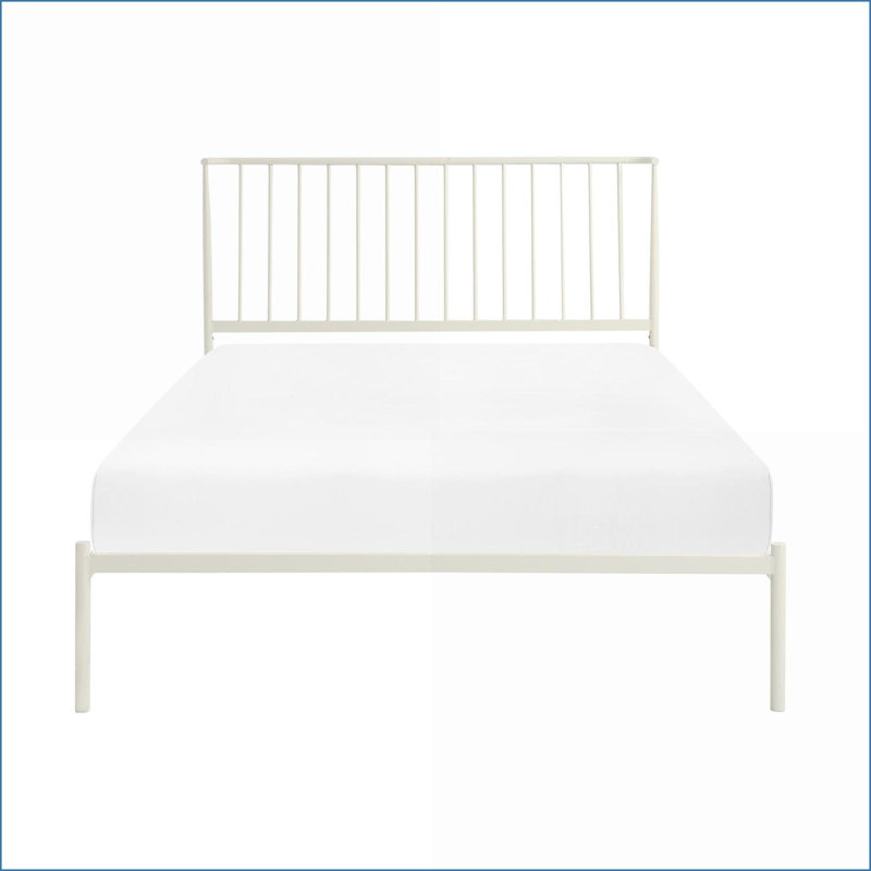 Structure de grand lit plateforme en métal - Finition blanche, aucun sommier nécessaire pour la chambre à coucher, Blanc