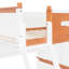 Lit superposé simple au-dessus d'un lit double avec tablettes éclairées à DEL, lit blanc, bordure orange, peu encombrant