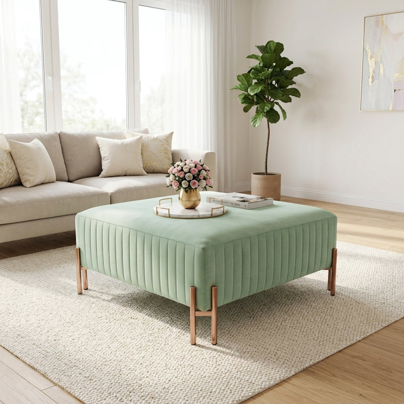 Repose-pieds en tissu Dinuk, Vert