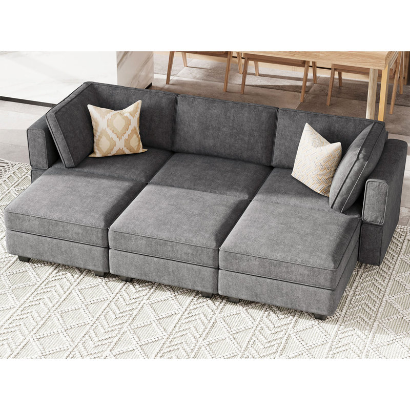 Canapé-lit modulaire Neemi Canapé-lit modulaire convertible Canapé-lit modulaire convertible, Mélange de polyester gris foncé