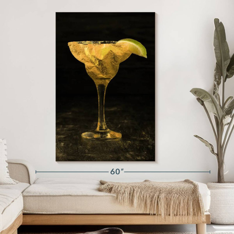 Cocktail rétro sur toile, H 51 po x l 34 po x P 1,25 po