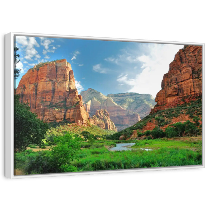 Zion National Park Canyons, Floating Frame White, 13" X 9"