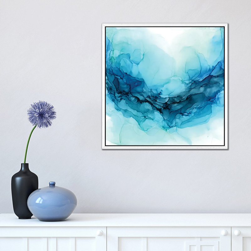 Ocean Paddle by Elizabeth Karlson - Floater Frame Painting on Canvas, 45.72 cm H x 45.72 cm W, White Framed