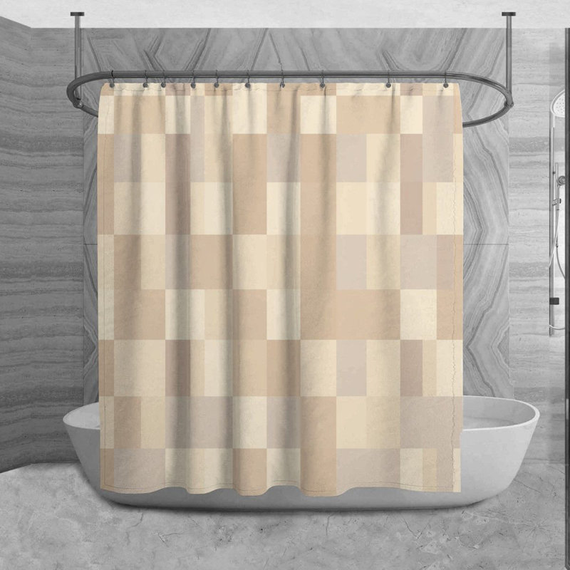 Rideau de douche à carreaux Buerger, H 84 po x l 70 po, Blanc / beige
