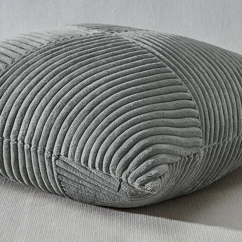 Housse de coussin en velours côtelé, housse de coussin en velours côtelé décoratif, ensemble de 2, Gris clair, Carré 18 po