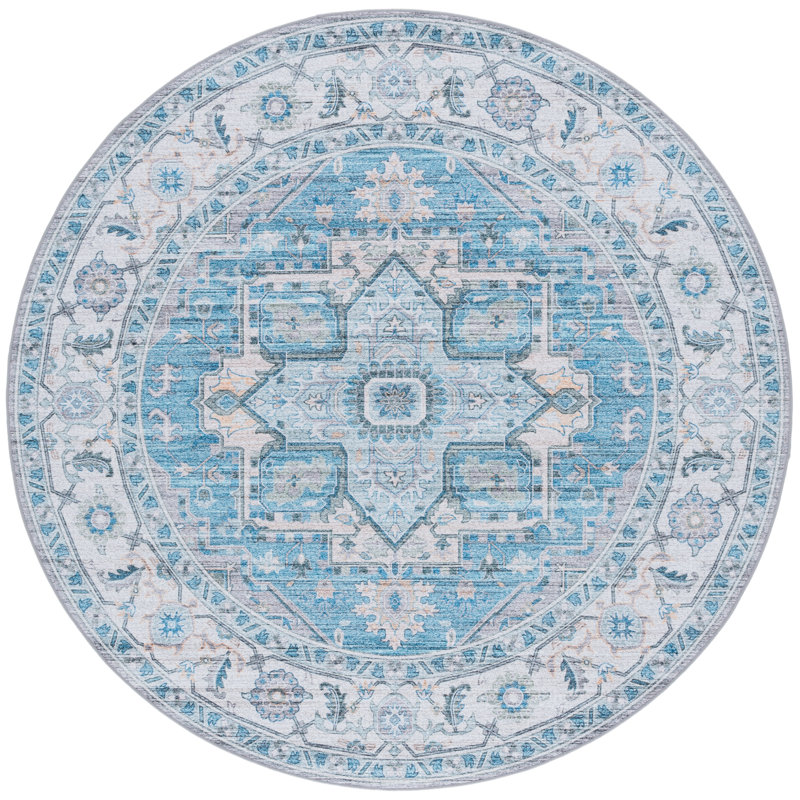 Pahulveer Performance Machine Washable Oriental Rug, Round 6'