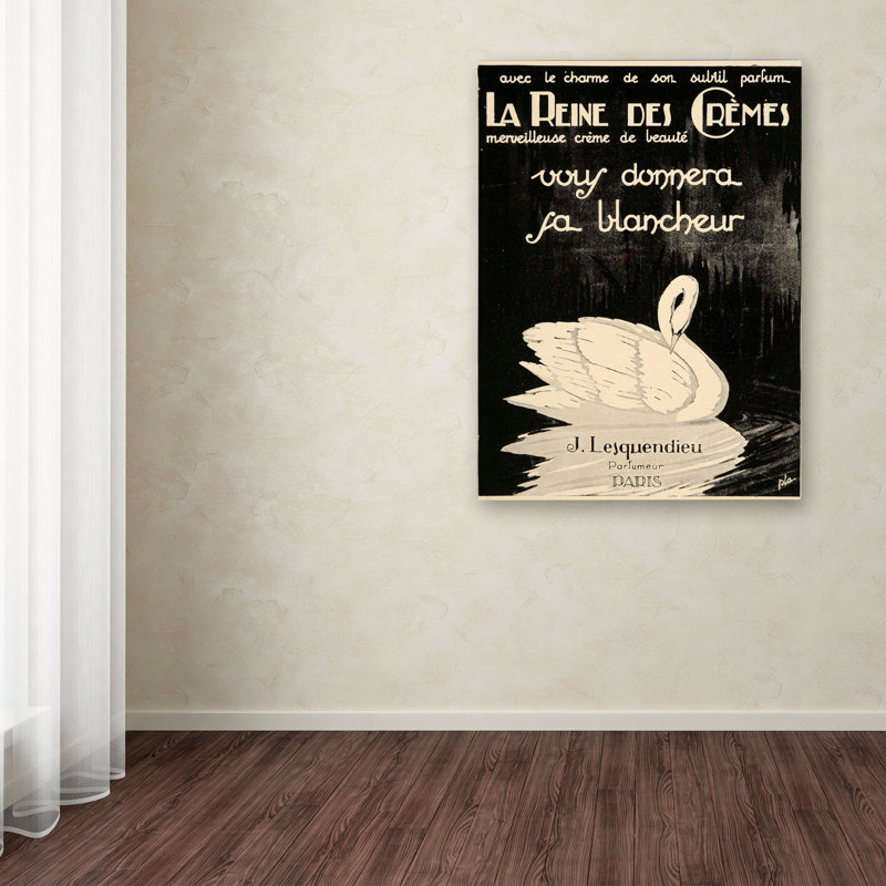 « lesquendieu cremes », affiche rétro sur toile tendue, H 32 po x l 24 po x P 2 po
