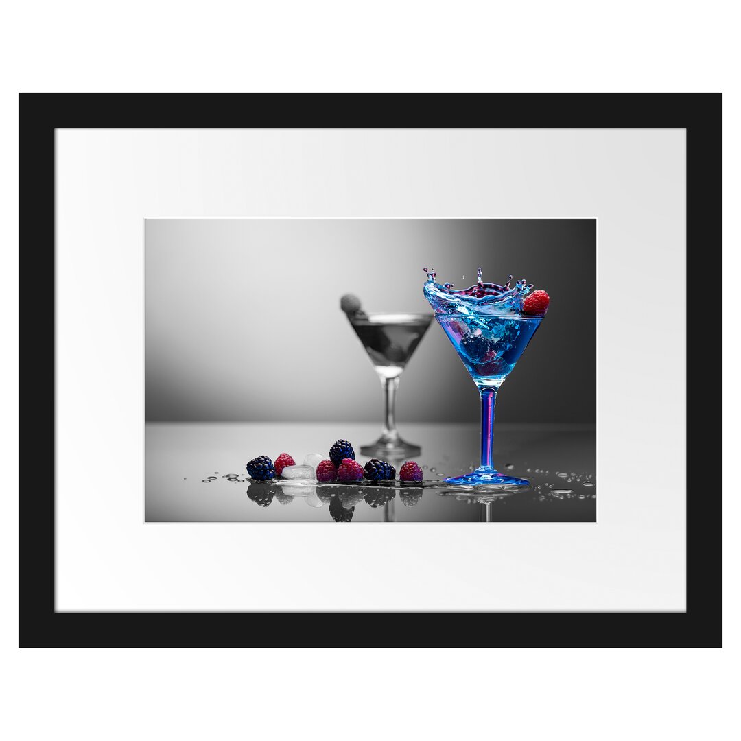 Gerahmtes Poster Blauer Leckerer Cocktail