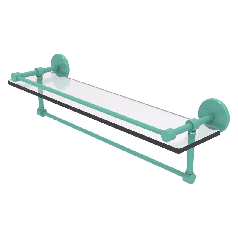 Tablette en verre avec barre à serviettes P1000, H 5 po x l 22 po x P 5 po, Vert écume de mer
