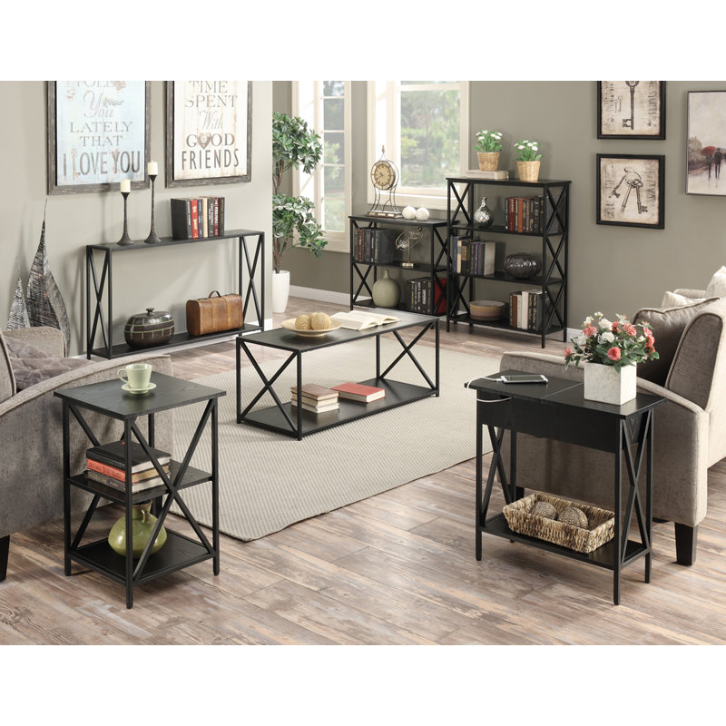 Ariyana Etagere Bookcase, Black, (3 Shelves) 29" H x 32" W x 12" D