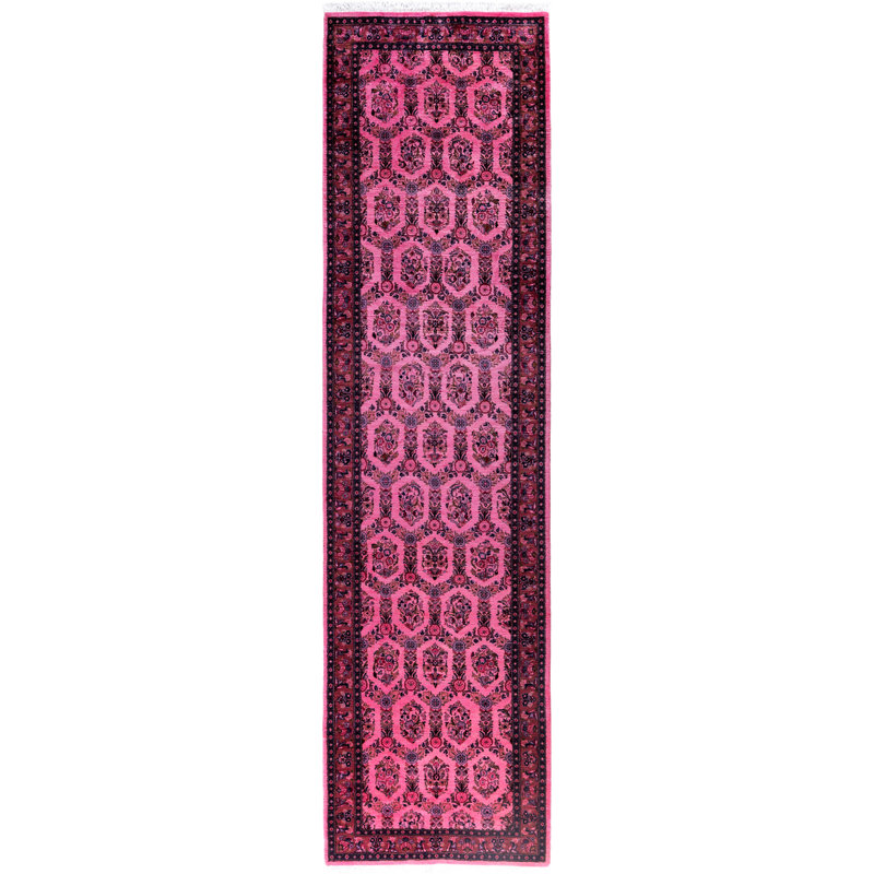 Overdyed Hand-Knotted Wool Modern-Contemporary Pink Runner 2' 8" x 10' 0"