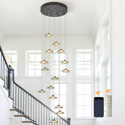 15 - Light Cluster LED Dimmable Pendant Light Long Staircase Chandelier