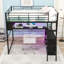 Lit mezzanine en métal avec bureau intégré, éclairage à DEL et tablettes de rangement-749619435