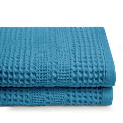 Waffle Bath Towel Set of 2 – Super Absorbent 100% Natural Cotton, Quick-Drying, Classic Style