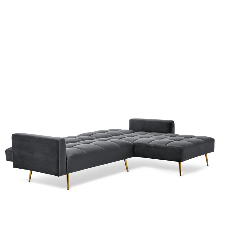 Shiflet Upholstered Corner Sofa, Platin Grey Velvet