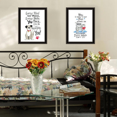 Decor 4U 2- Piece Vignette It's Called Furr-Niture Isn't It? Black Framed Wall Art For Living Room, Bedroom Wall Art Print For Home Decor By Deb Strain