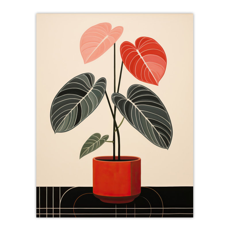 Wall Art Print Rubber Fig Alabaster Ficus Elastica Art Deco Style Botanical Painting Poster