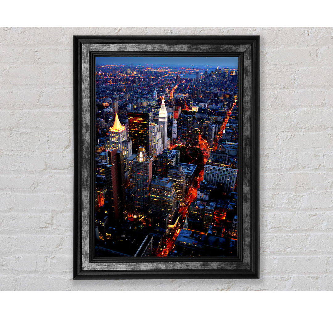 Nyc Ariel View City Lights - Einzelner Bilderrahmen Kunstdrucke