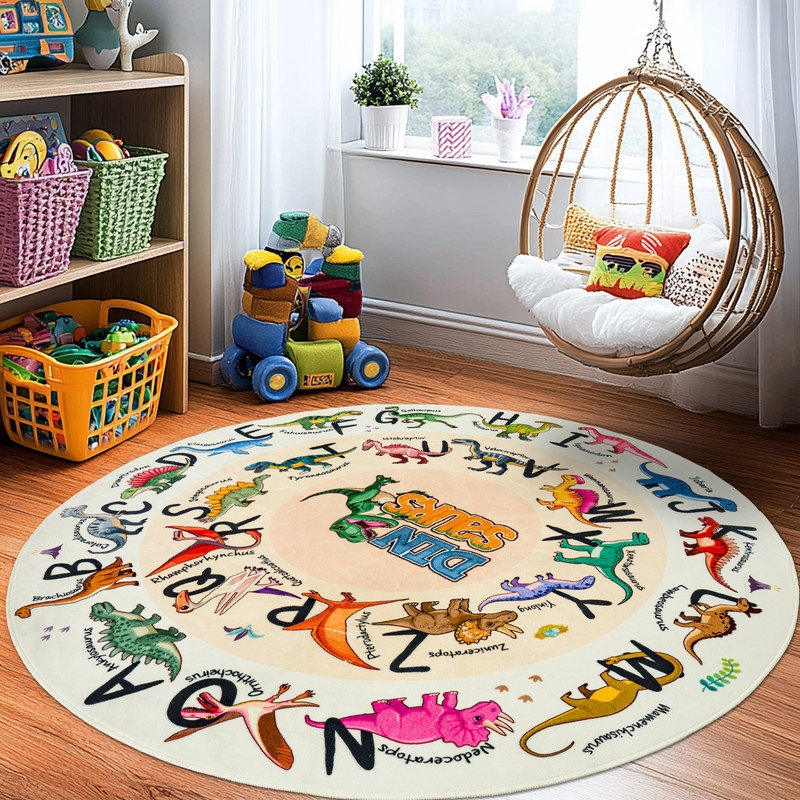 Tapis de jeu lavable et antidérapant pour enfants, Rond 3 pi 9 po