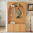 Hall Tree with Adjustable Shelves, Storage Bench with 3 Cabinets and 4 Golden Hooks-1592874888