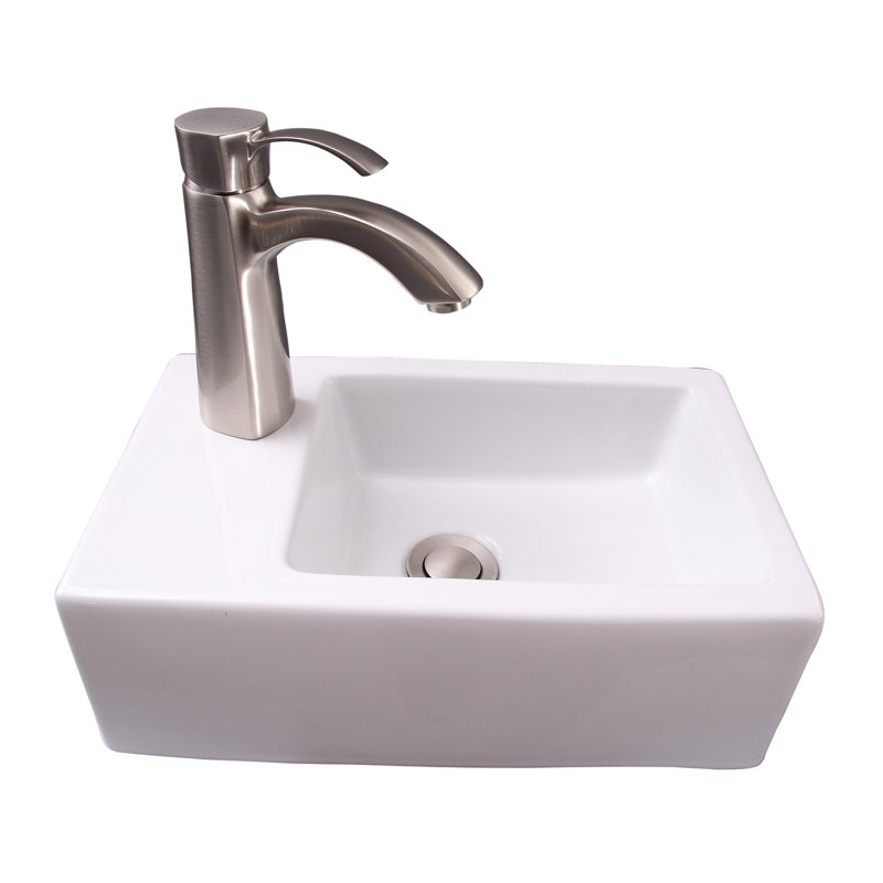 Barclay Avilla 9.25'' White Vitreous China Rectangular Bathroom Sink with Overflow